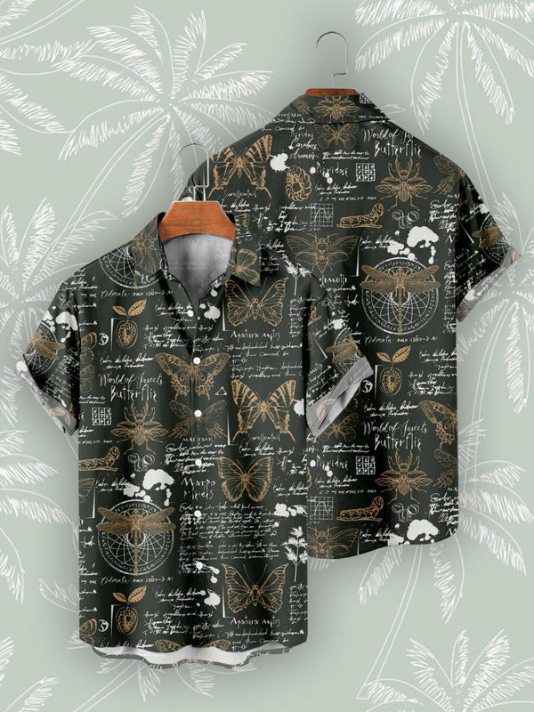 Casual 3D Digital Print Vintage Beach Shirt Men