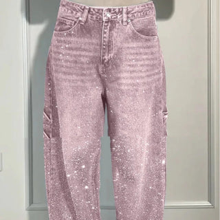 Women's Leisure Rhinestone Loose Harem Jeans