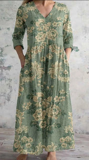 Women's Loose And Fashionable High-end V-neck Printed Dress