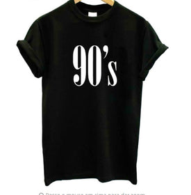 90's T-shirts for men and women, European and American English alphanumeric street versatile short sleeve popular
