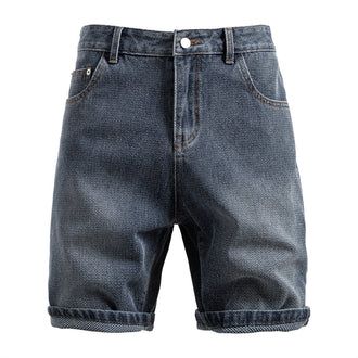 Starry Sky Pattern Denim Shorts Men's Retro Straight