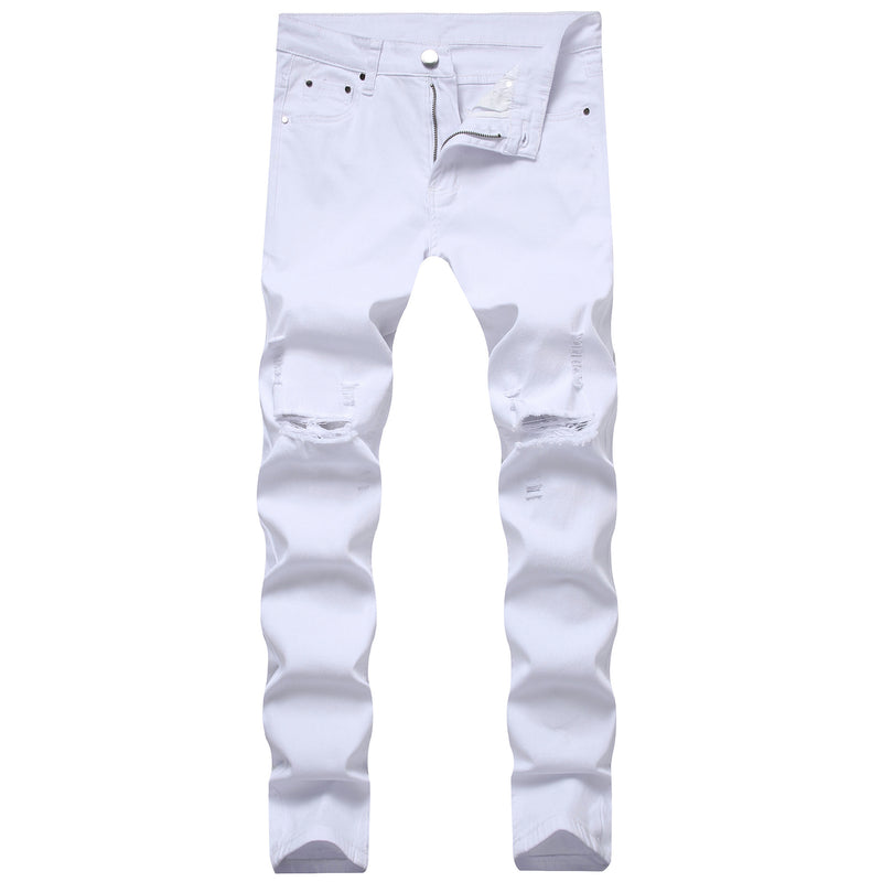 High Elastic Ripped Slim Jeans