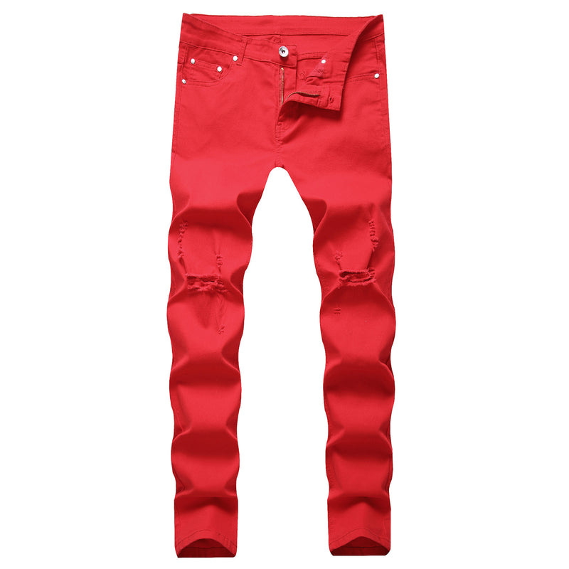 High Elastic Ripped Slim Jeans