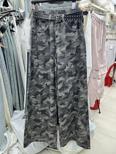Design Sense Camouflage Cargo Pants High Waist Loose And Slimming Drape Sense
