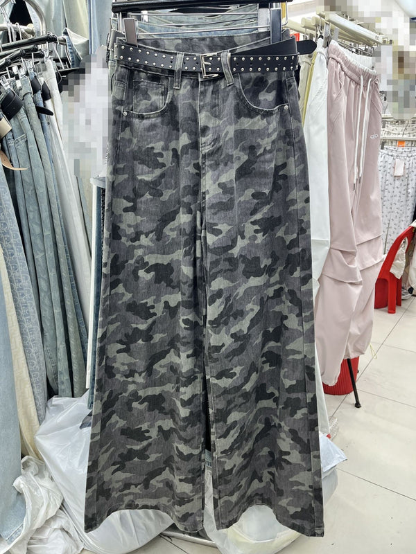 Design Sense Camouflage Cargo Pants High Waist Loose And Slimming Drape Sense