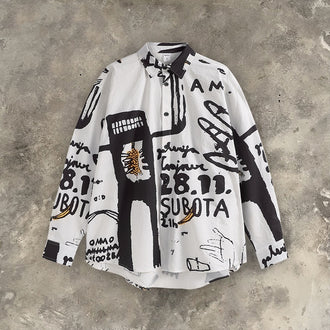 Hand-painted Graffiti Digital Printing Shirt Autumn And Winter New
