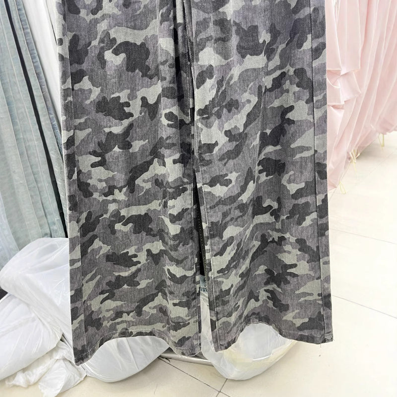 Design Sense Camouflage Cargo Pants High Waist Loose And Slimming Drape Sense
