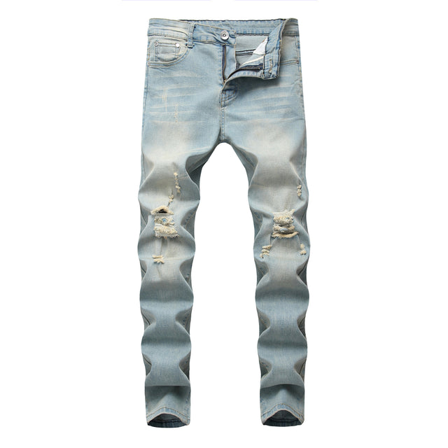 High Elastic Ripped Slim Jeans