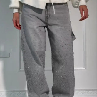 Women's Leisure Rhinestone Loose Harem Jeans