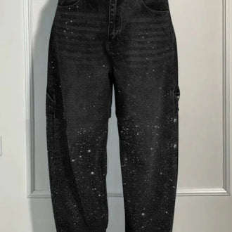Women's Leisure Rhinestone Loose Harem Jeans