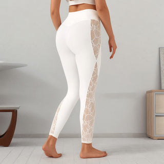 Slim Lace Stitching Yoga Leggings High Top Sports Fitness Pants