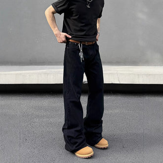 Retro Distressed Flattering Black Machete Skinny Jeans For Men