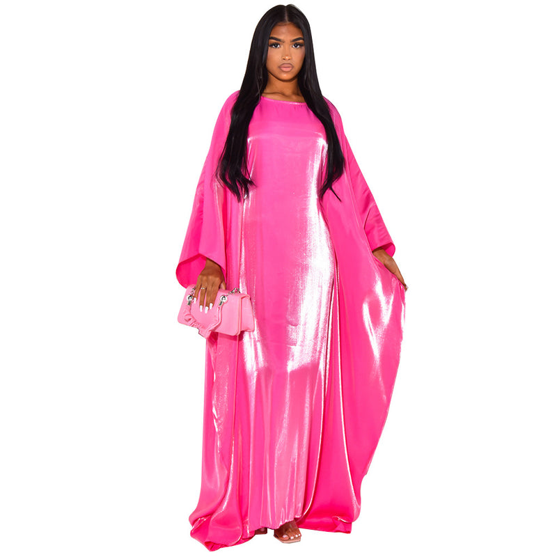 Satin Casual Large Swing Batwing Sleeve Women's Dress