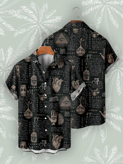 Casual 3D Digital Print Vintage Beach Shirt Men
