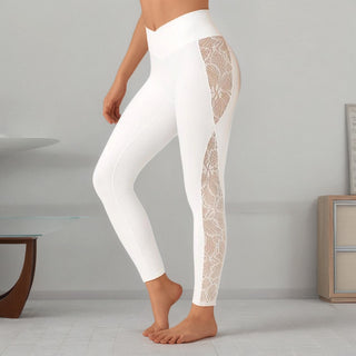 Slim Lace Stitching Yoga Leggings High Top Sports Fitness Pants