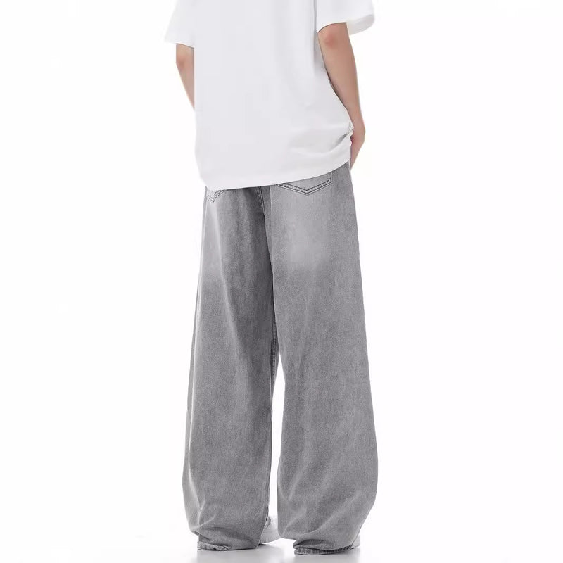 Loose Casual Wide Leg Straight Worn Jeans