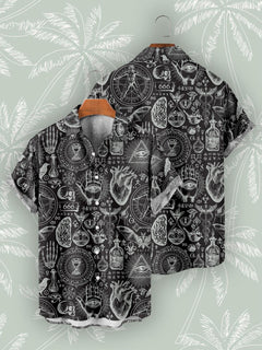 Casual 3D Digital Print Vintage Beach Shirt Men