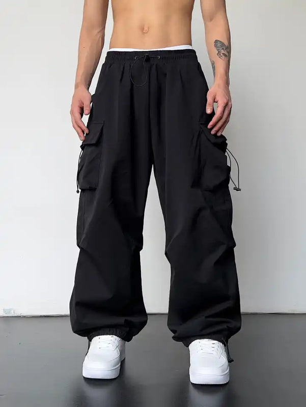 Multi-pocket Adjustable Drawstring Casual Loose Trousers Men And Women