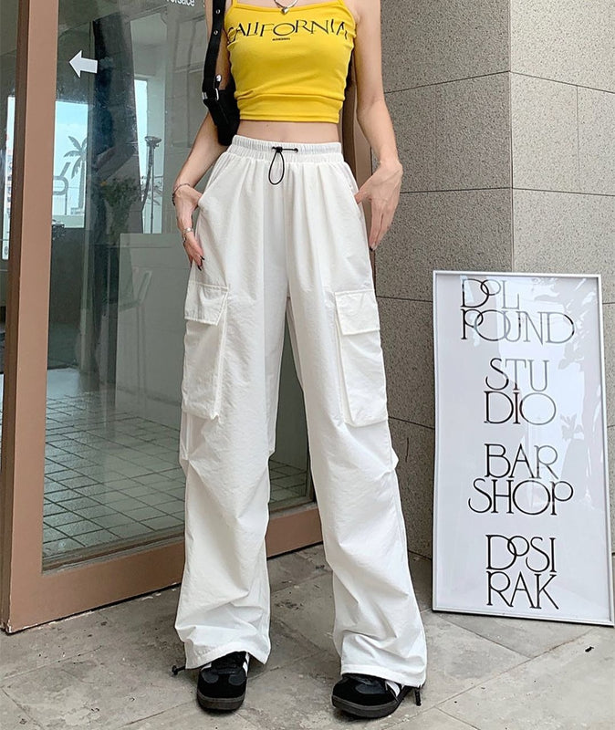 Multi-pocket Adjustable Drawstring Casual Loose Trousers Men And Women
