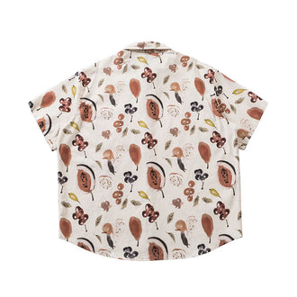 Couple Loose Casual Flower Short Sleeve Unisex Style Shirt