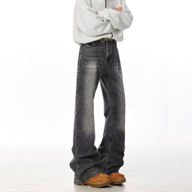 Retro Straight Leisure Washed-out Smoky Gray Jeans