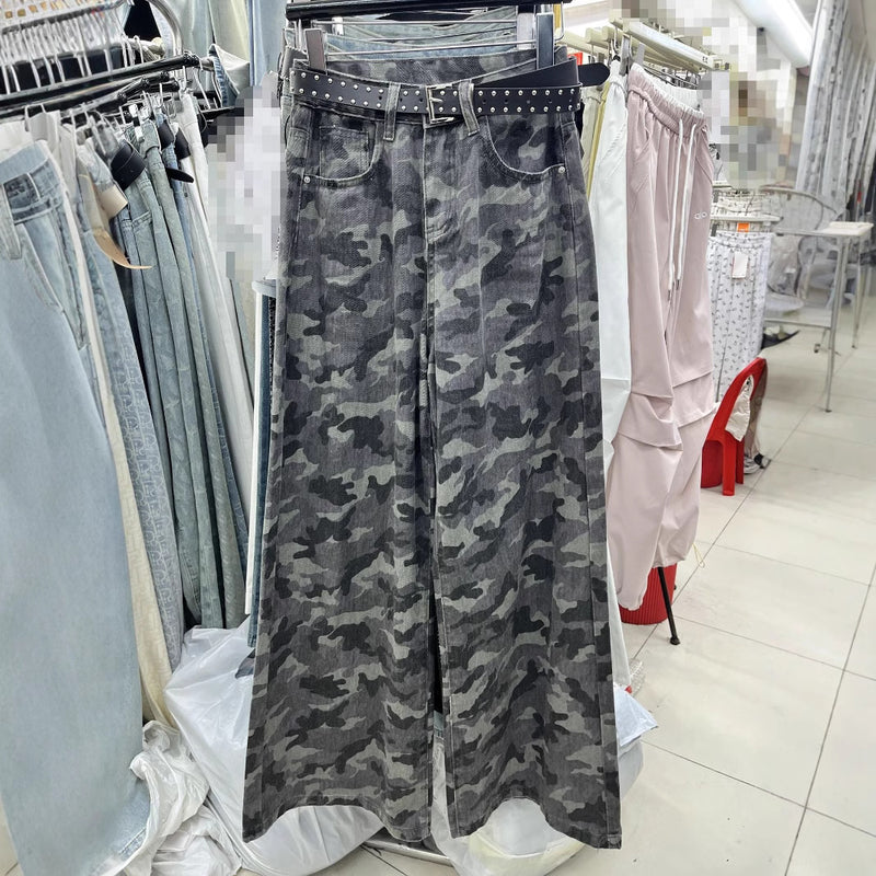 Design Sense Camouflage Cargo Pants High Waist Loose And Slimming Drape Sense