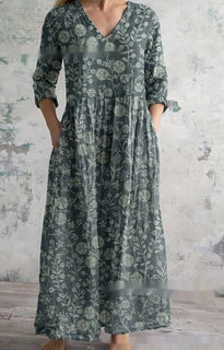 Women's Loose And Fashionable High-end V-neck Printed Dress