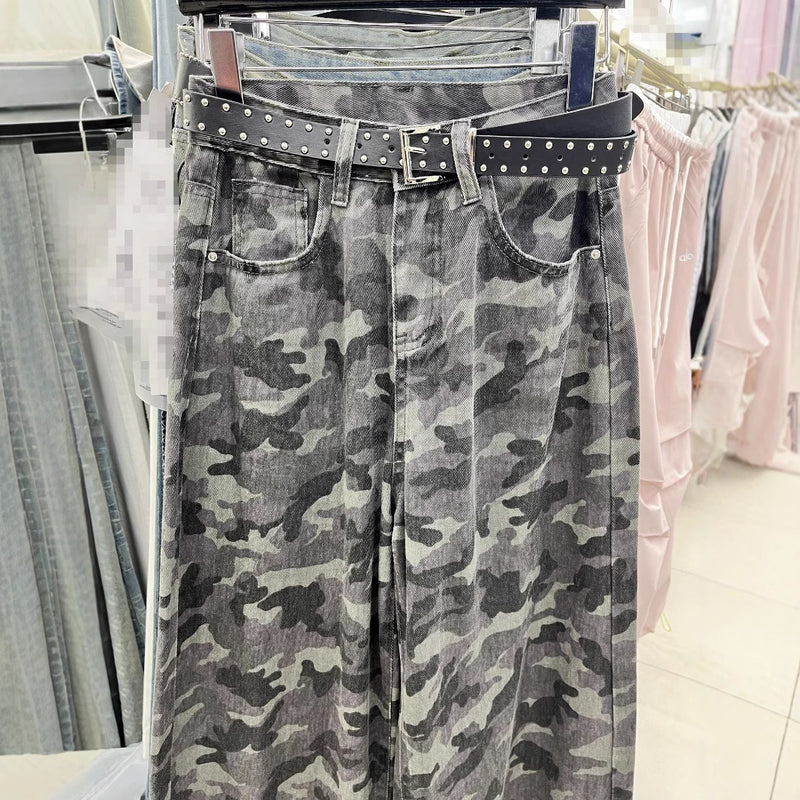 Design Sense Camouflage Cargo Pants High Waist Loose And Slimming Drape Sense