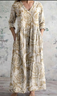 Women's Loose And Fashionable High-end V-neck Printed Dress