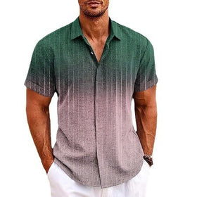 Gradient 3d Printed Short-sleeved Shirt Summer
