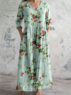 Women's Loose And Fashionable High-end V-neck Printed Dress
