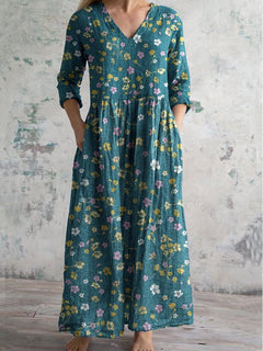Women's Loose And Fashionable High-end V-neck Printed Dress