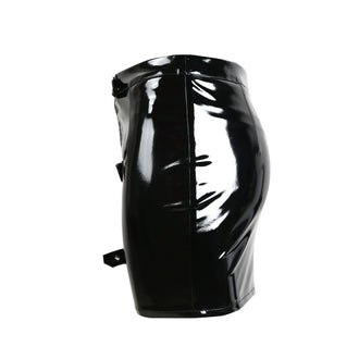 Female PU Leather Tight Fitting Hip Hugging Short Skirt